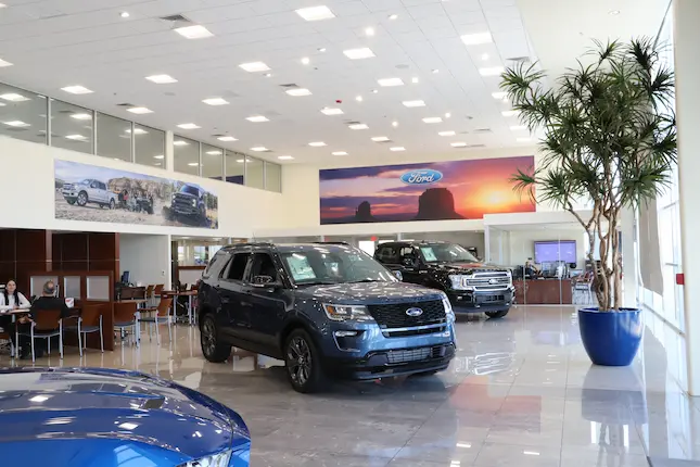 Showroom with multiple vehicles on display