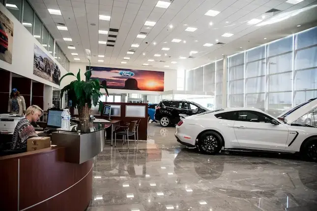 Showroom with multiple vehicles on display